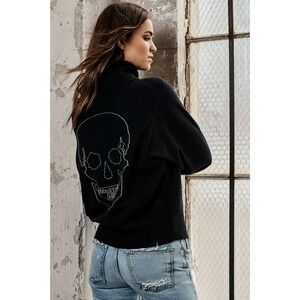 NWT Skull Cashmere Zyan Embroidered Skull Turtleneck Sweater Black XS M $391